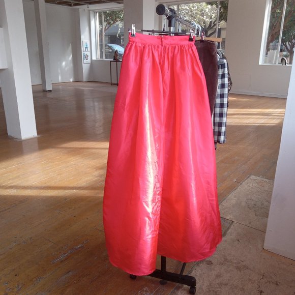 Tomato red maxi length Circle coat with built-in petticoat - Picture 2 of 6